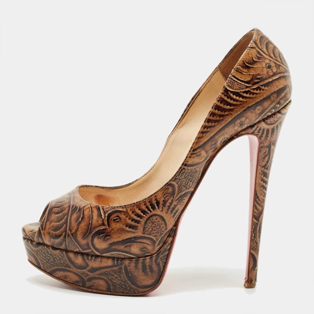 Christian Louboutin Brown Leather Altadama
Platform Pumps